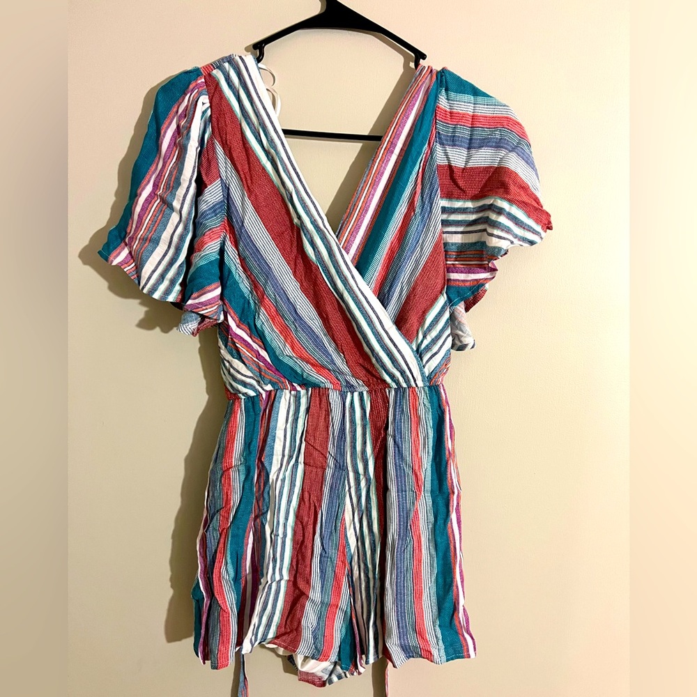Multicolor stripped romper